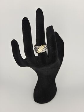 David Yurman Two-Tone Twisted Cable Ring - Gold & Silver